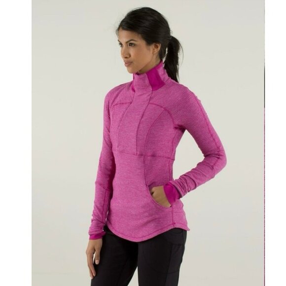 Lululemon Base Runner ½ Zip Raspberry Piqué Pink Pullover Size 4 - Picture 2 of 12